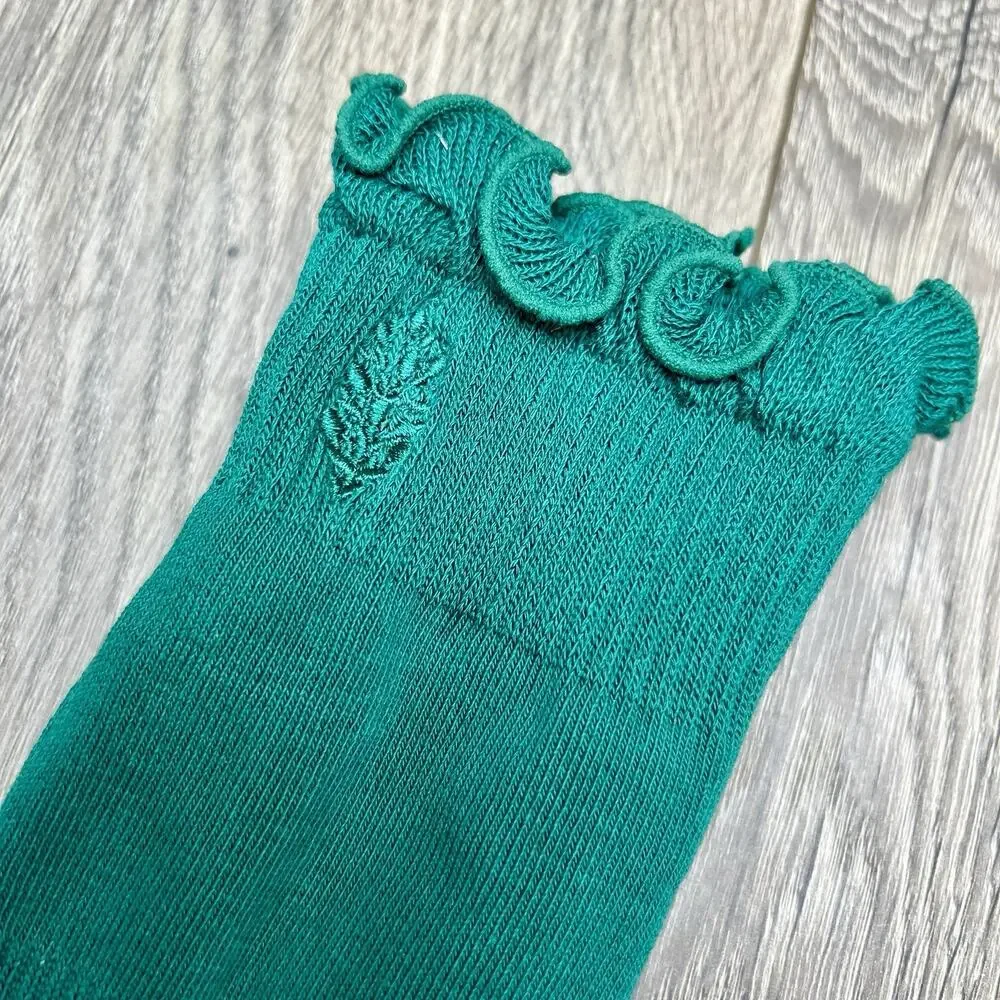 3 Pack Free People Movement Ruffle Sport Sock Green Ankle Lucky Honey